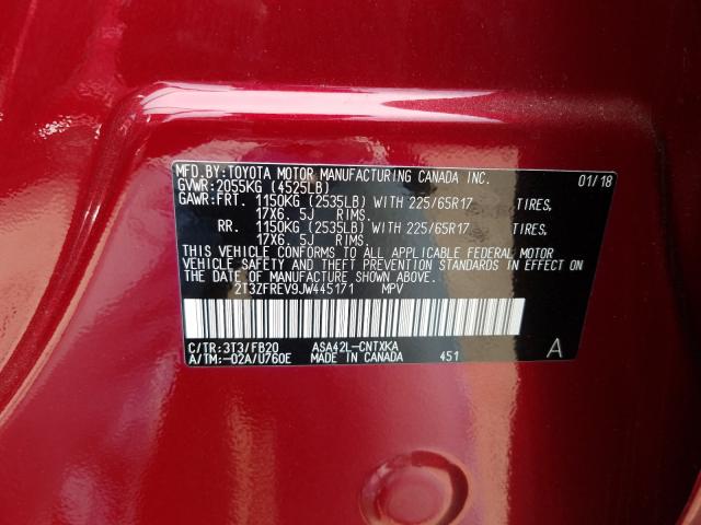 Photo 9 VIN: 2T3ZFREV9JW445171 - TOYOTA RAV4 LE 