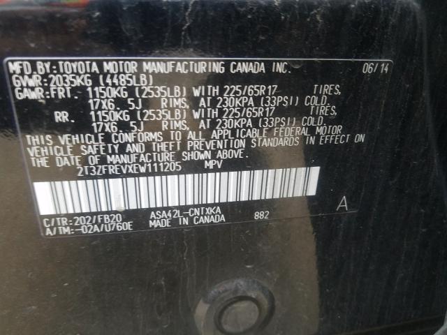 Photo 9 VIN: 2T3ZFREVXEW111205 - TOYOTA RAV4 LE 