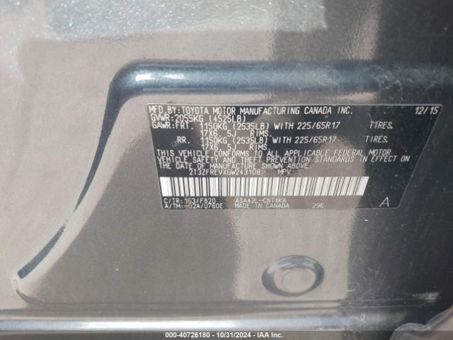 Photo 8 VIN: 2T3ZFREVXGW243108 - TOYOTA RAV4 