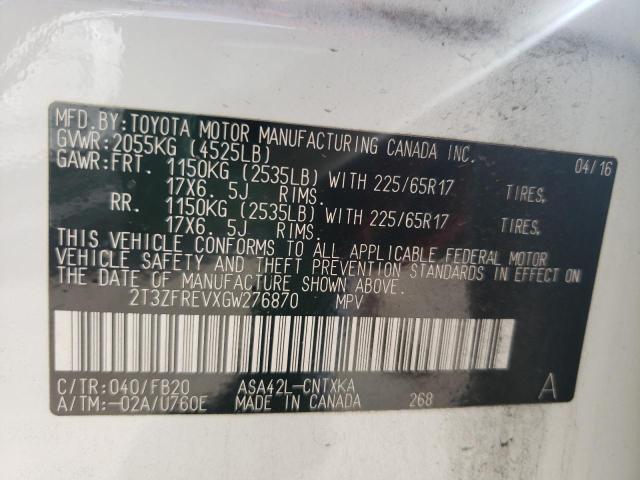 Photo 9 VIN: 2T3ZFREVXGW276870 - TOYOTA RAV4 LE 