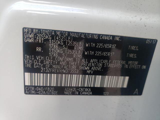 Photo 9 VIN: 2T3ZFREVXHW373553 - TOYOTA RAV4 LE 