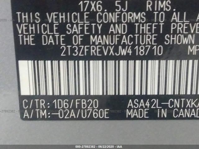 Photo 8 VIN: 2T3ZFREVXJW418710 - TOYOTA RAV4 