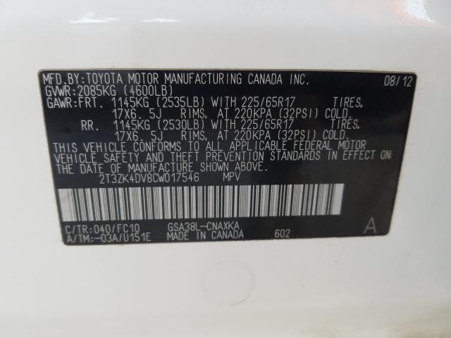 Photo 9 VIN: 2T3ZK4DV8CW017546 - TOYOTA RAV4 