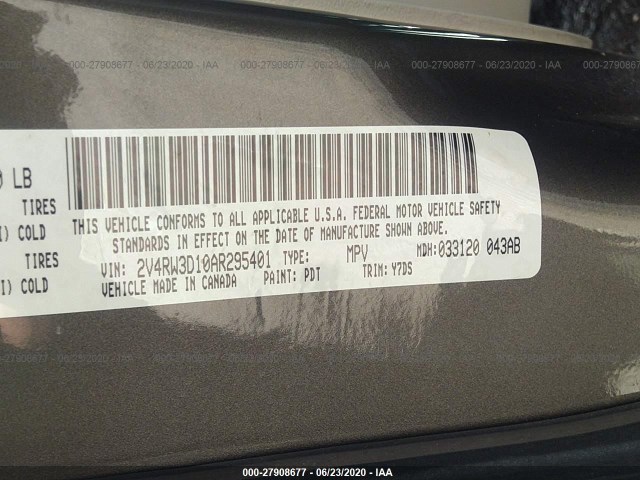 Photo 8 VIN: 2V4RW3D10AR295401 - VOLKSWAGEN ROUTAN 