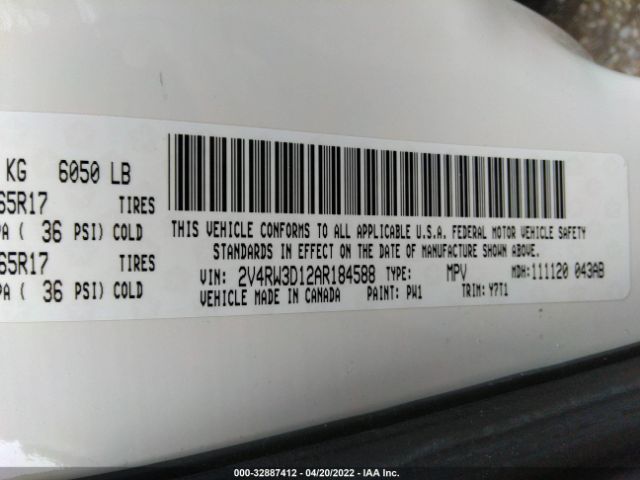 Photo 8 VIN: 2V4RW3D12AR184588 - VOLKSWAGEN ROUTAN 