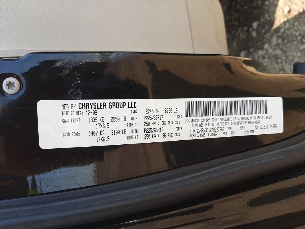 Photo 9 VIN: 2V4RW3D12AR227262 - VOLKSWAGEN ROUTAN SE 