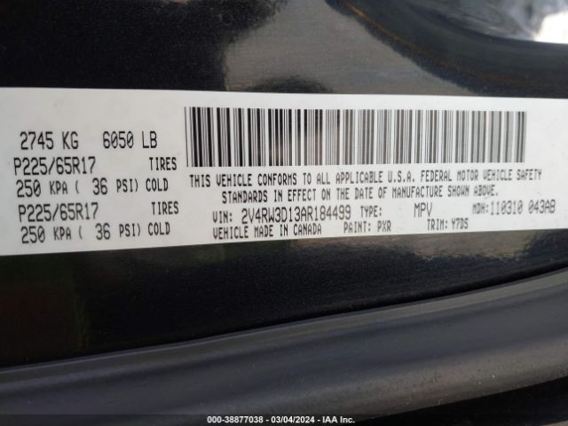 Photo 8 VIN: 2V4RW3D13AR184499 - VOLKSWAGEN ROUTAN 