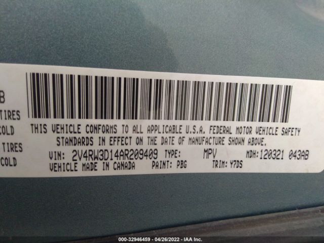 Photo 8 VIN: 2V4RW3D14AR209409 - VOLKSWAGEN ROUTAN 