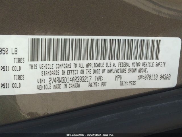 Photo 8 VIN: 2V4RW3D14AR393217 - VOLKSWAGEN ROUTAN 