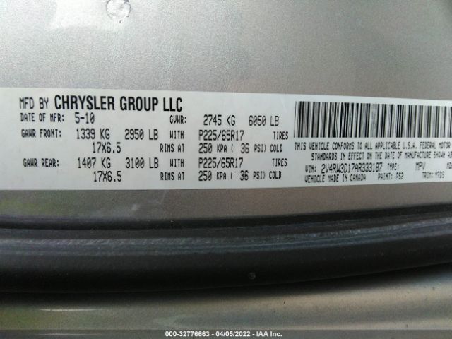 Photo 8 VIN: 2V4RW3D17AR333187 - VOLKSWAGEN ROUTAN 