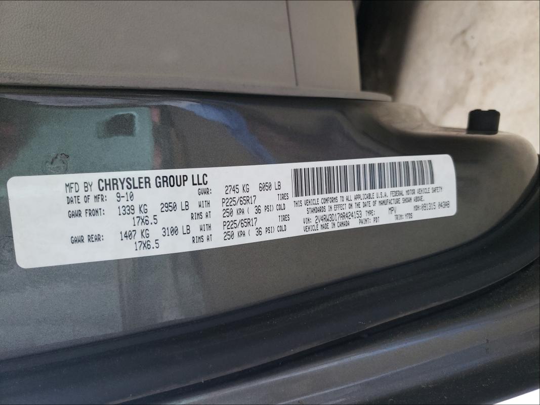 Photo 9 VIN: 2V4RW3D17AR424153 - VOLKSWAGEN ROUTAN SE 