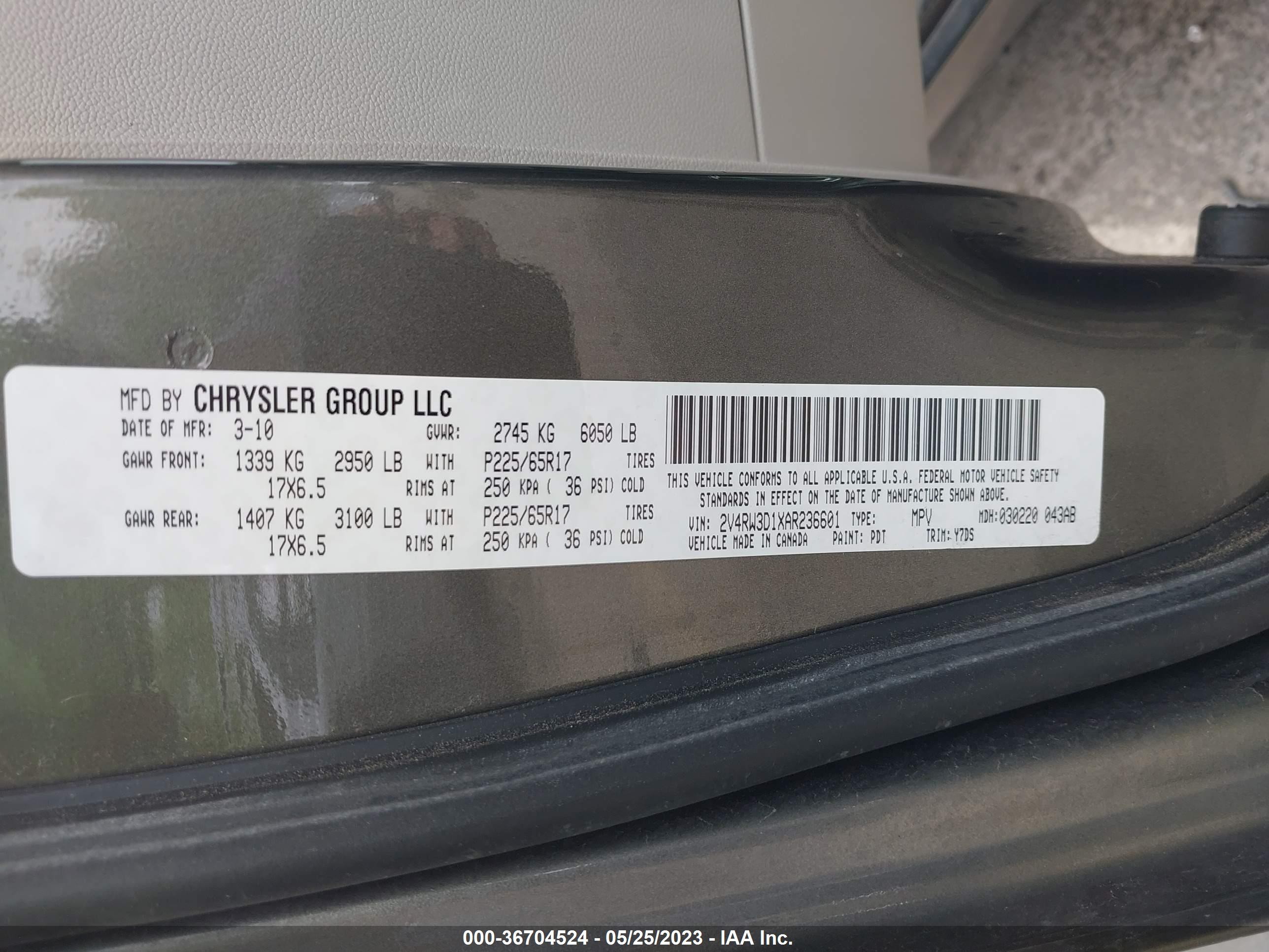 Photo 8 VIN: 2V4RW3D1XAR236601 - VOLKSWAGEN ROUTAN 