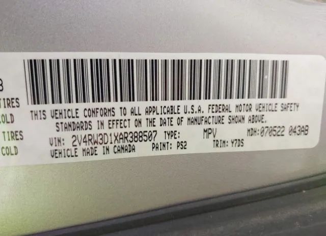 Photo 8 VIN: 2V4RW3D1XAR388507 - VOLKSWAGEN ROUTAN 