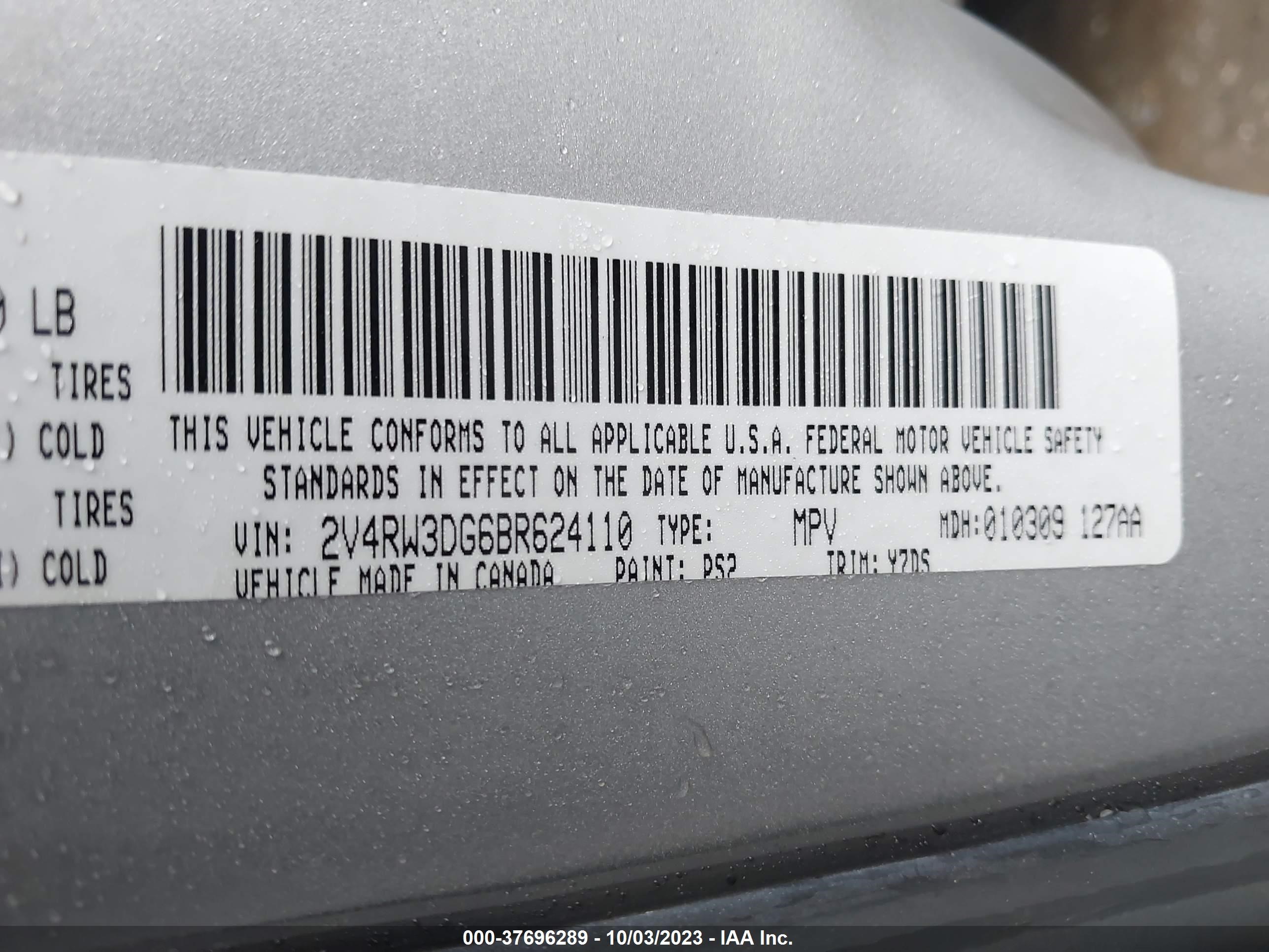 Photo 8 VIN: 2V4RW3DG6BR624110 - VOLKSWAGEN ROUTAN 