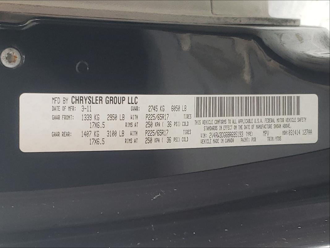 Photo 9 VIN: 2V4RW3DG6BR695193 - VOLKSWAGEN ROUTAN SE 