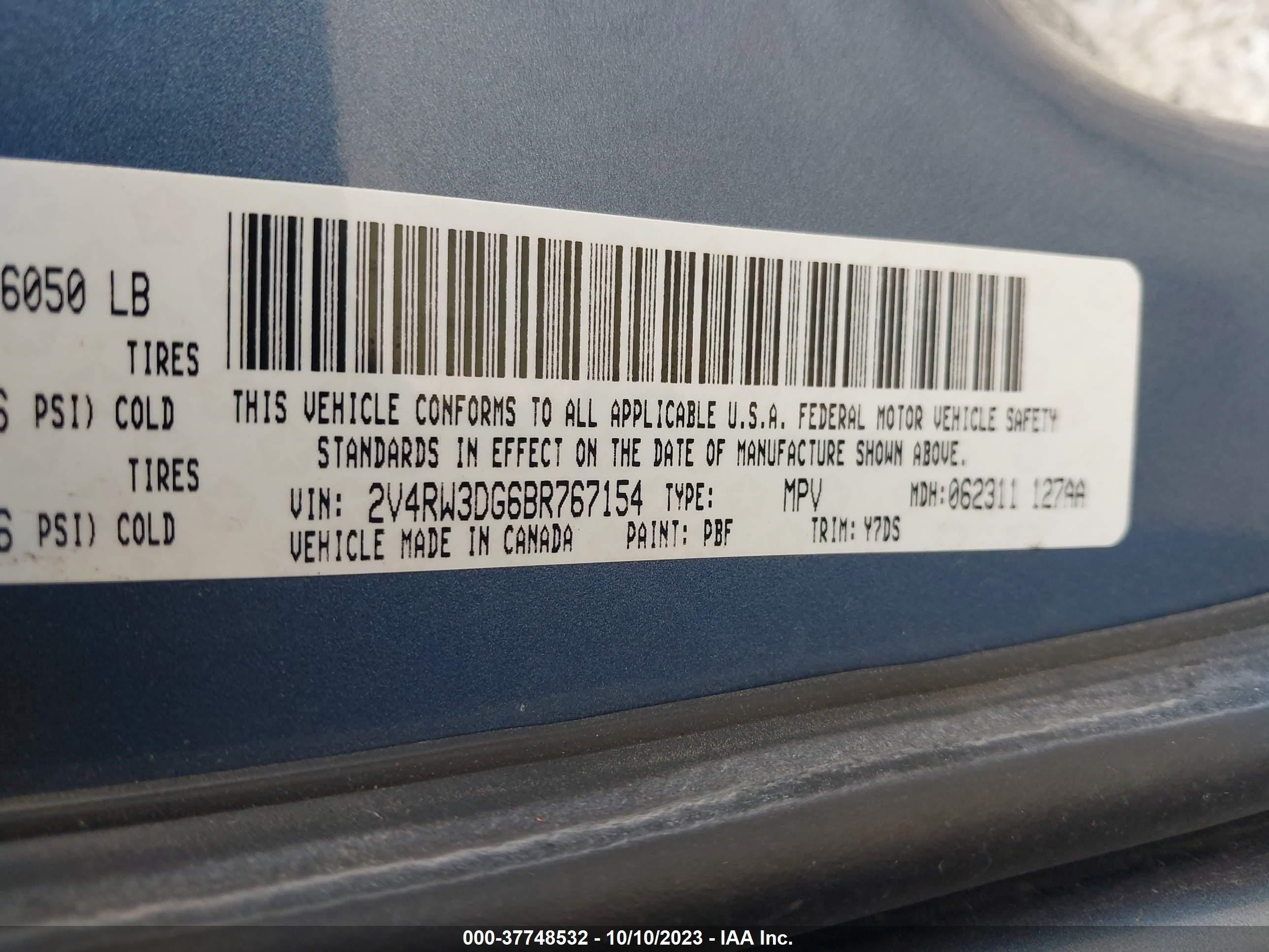 Photo 8 VIN: 2V4RW3DG6BR767154 - VOLKSWAGEN ROUTAN 