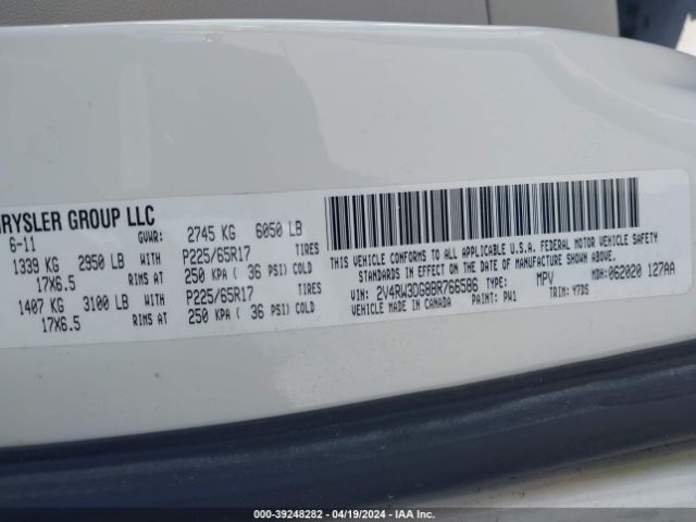 Photo 8 VIN: 2V4RW3DG8BR766586 - VOLKSWAGEN ROUTAN 