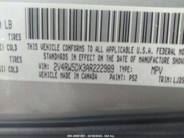 Photo 8 VIN: 2V4RW5DX3AR222989 - VOLKSWAGEN ROUTAN 