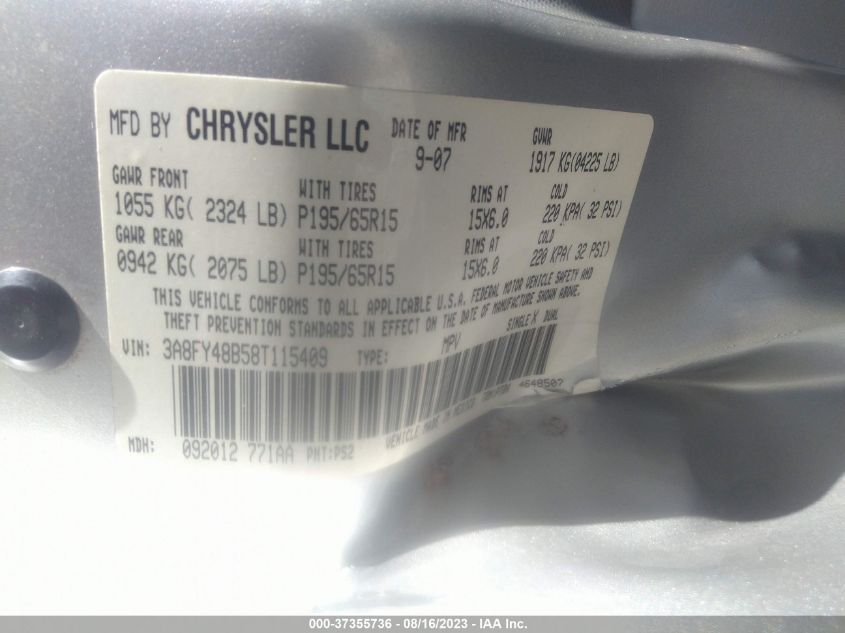 Photo 8 VIN: 3A8FY48B58T115409 - CHRYSLER PT CRUISER 