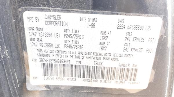 Photo 2 VIN: 3B7HF12Y5WG163421 - DODGE RAM 