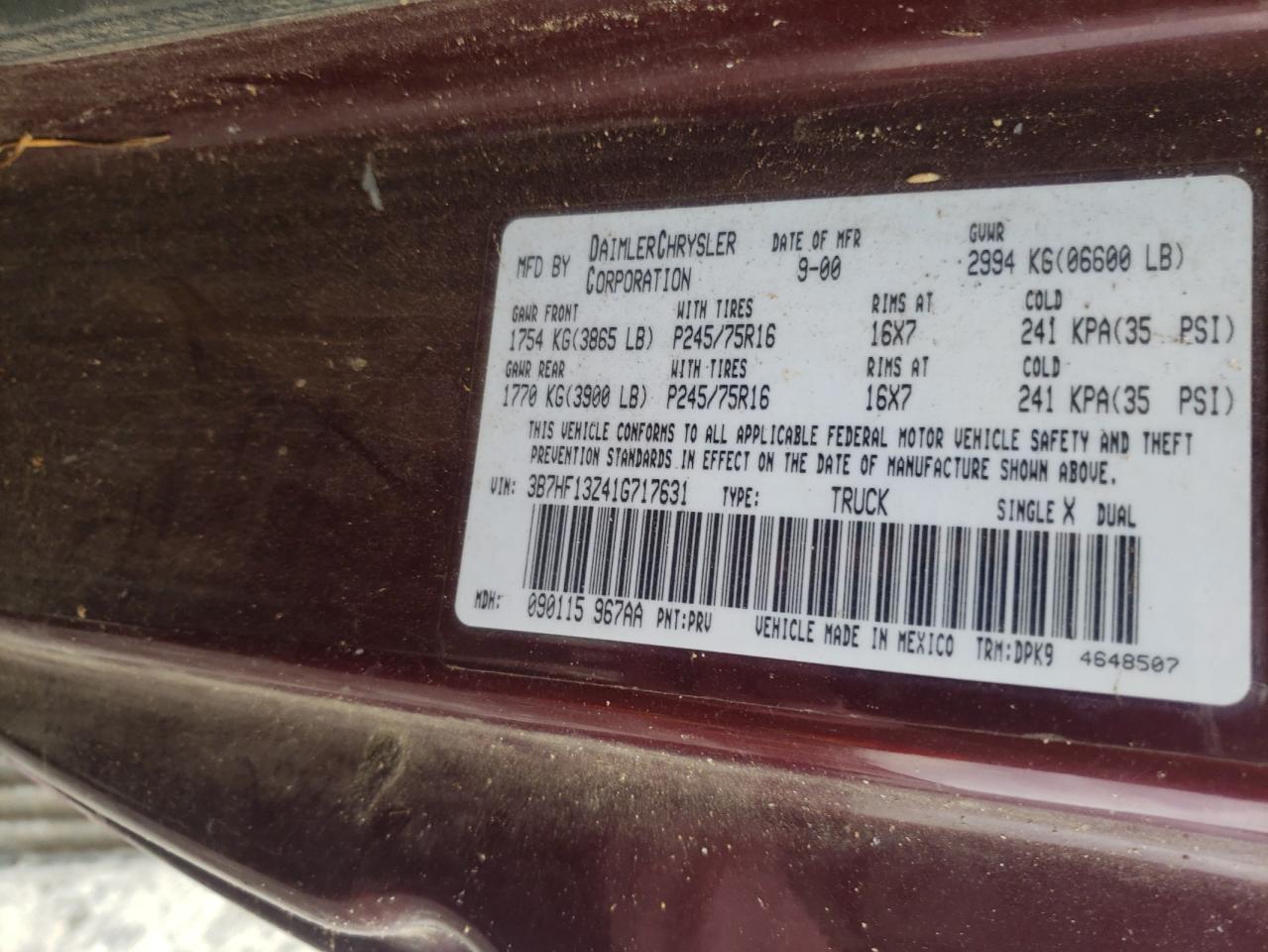 Photo 11 VIN: 3B7HF13Z41G717631 - DODGE RAM 