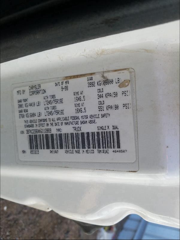 Photo 9 VIN: 3B7KC236XXG112869 - DODGE RAM 2500 