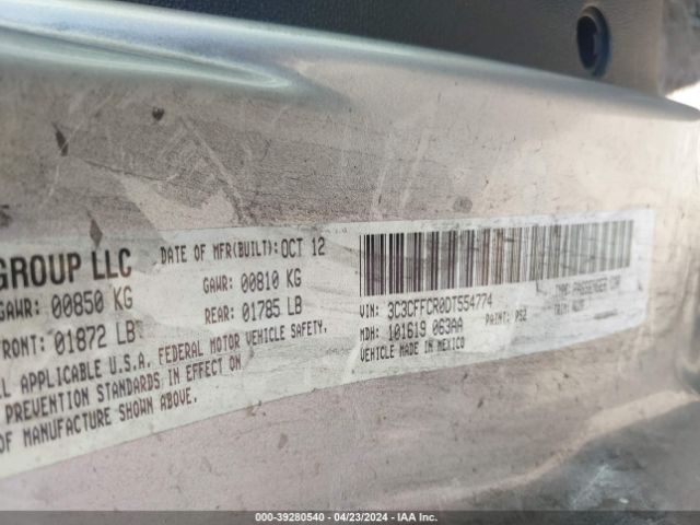 Photo 8 VIN: 3C3CFFCR0DT554774 - FIAT 500 