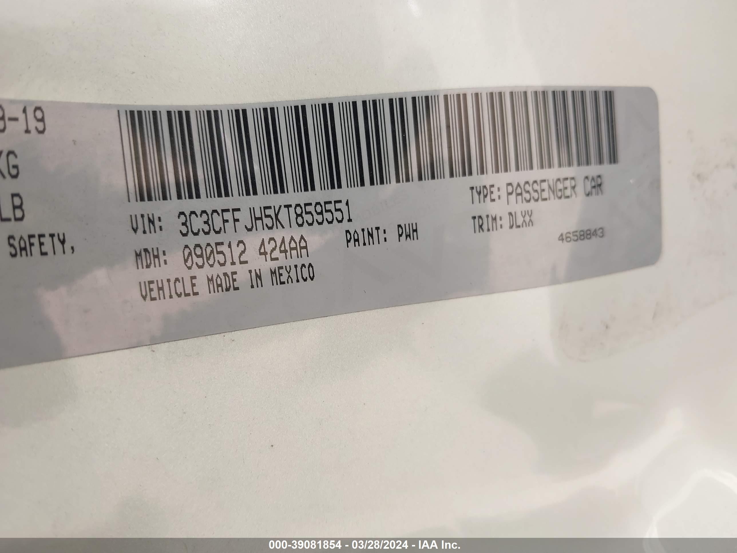 Photo 8 VIN: 3C3CFFJH5KT859551 - FIAT DUCATO 