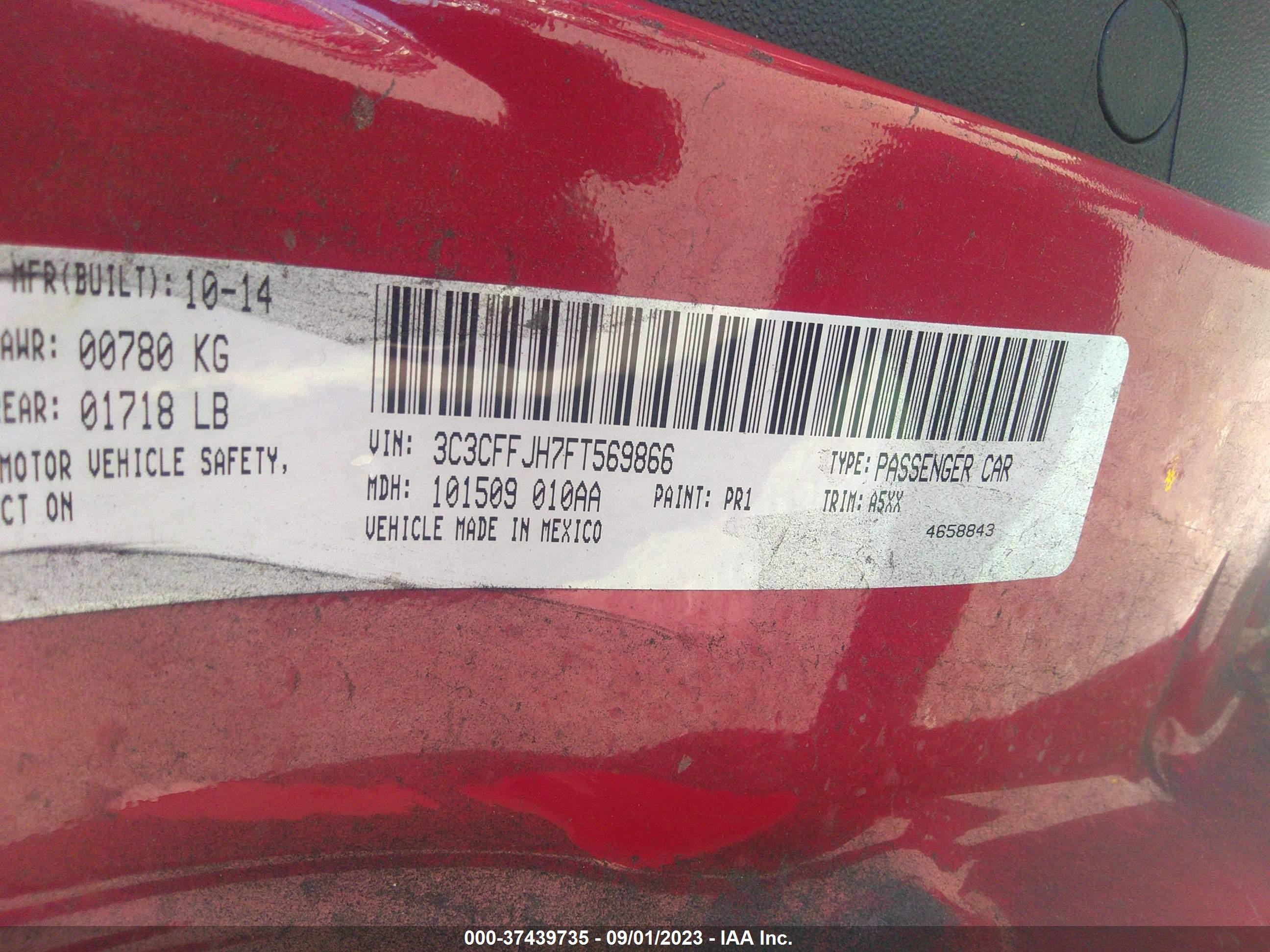 Photo 8 VIN: 3C3CFFJH7FT569866 - FIAT 500C 