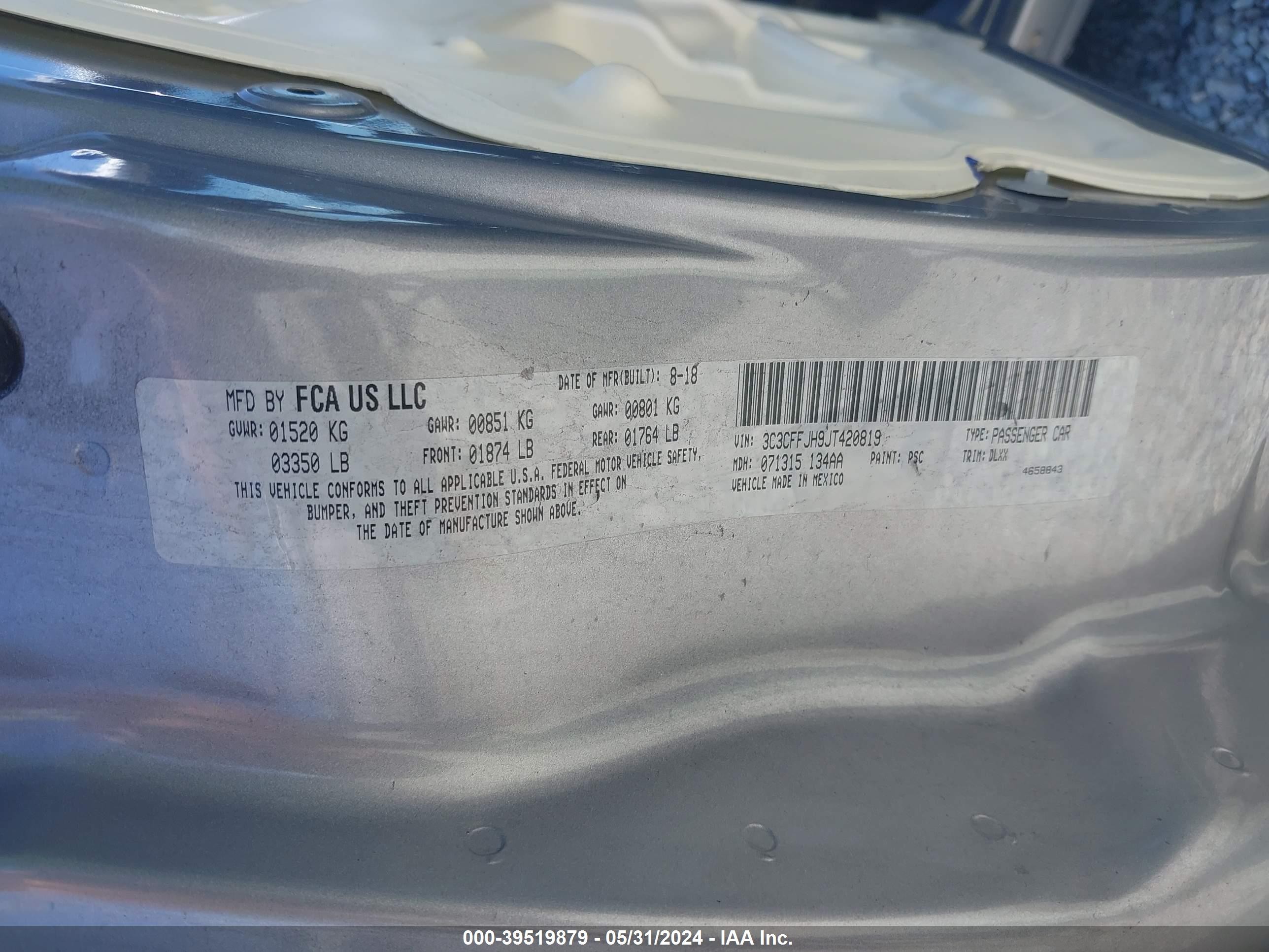 Photo 8 VIN: 3C3CFFJH9JT420819 - FIAT DUCATO 