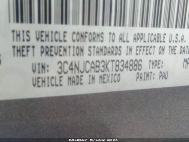 Photo 8 VIN: 3C4NJCAB3KT834886 - JEEP COMPASS 