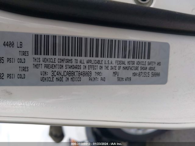 Photo 8 VIN: 3C4NJCAB8KT848069 - JEEP COMPASS 