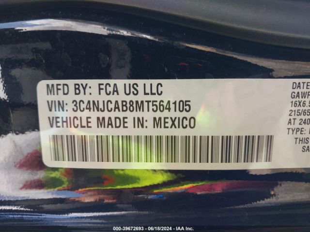 Photo 8 VIN: 3C4NJCAB8MT564105 - JEEP COMPASS 