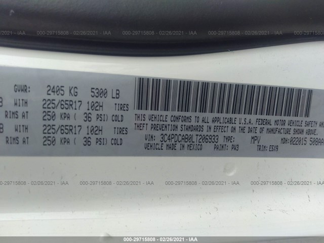 Photo 8 VIN: 3C4PDCAB0LT206933 - DODGE JOURNEY 