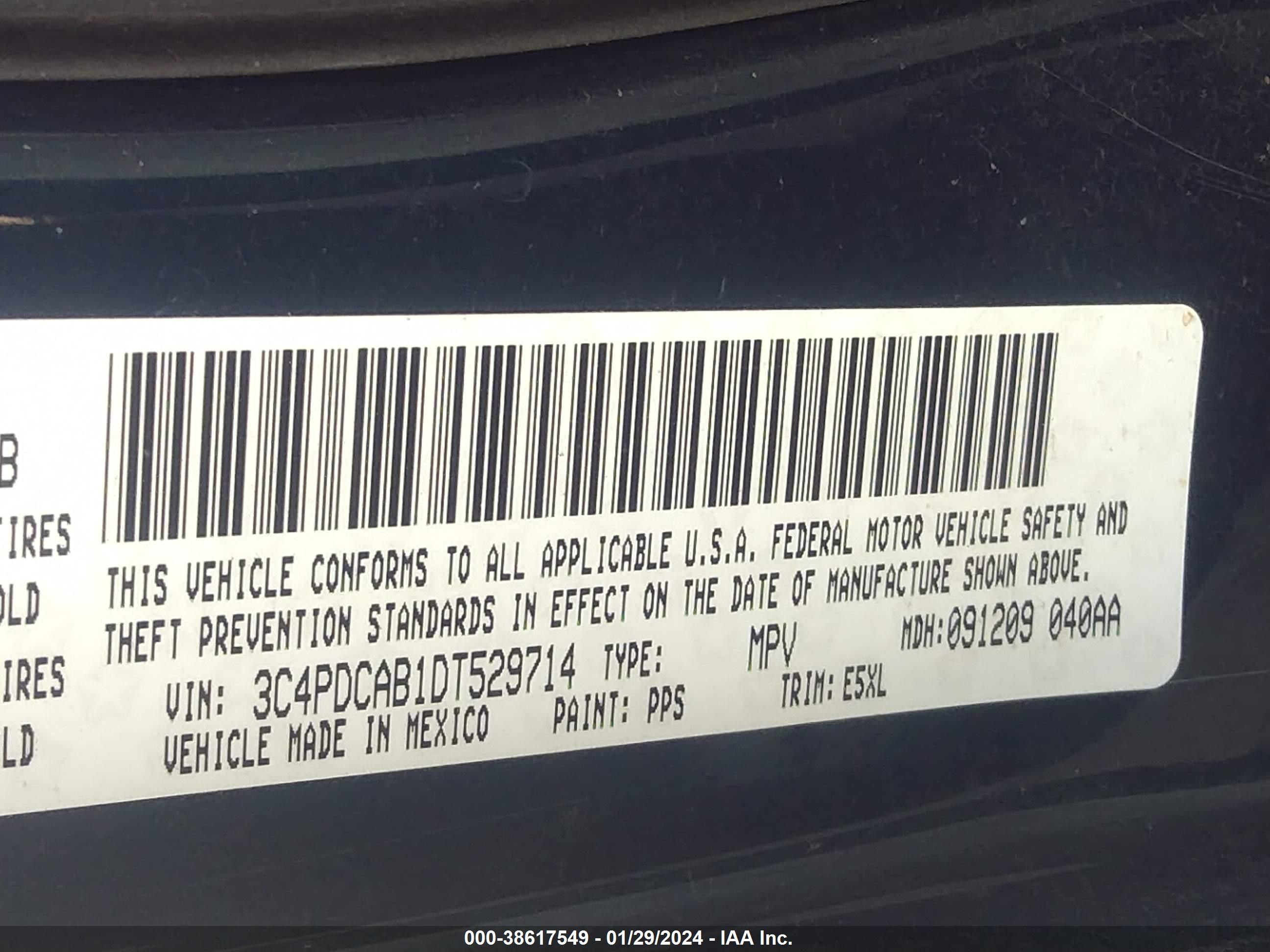 Photo 8 VIN: 3C4PDCAB1DT529714 - DODGE JOURNEY 