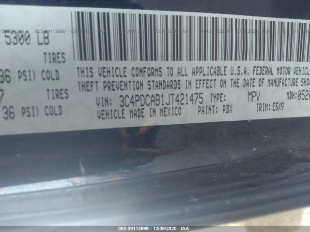 Photo 8 VIN: 3C4PDCAB1JT421475 - DODGE JOURNEY 