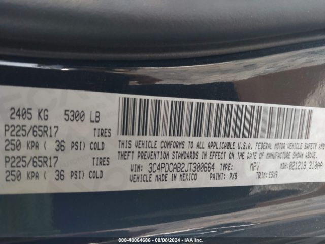 Photo 8 VIN: 3C4PDCAB2JT300664 - DODGE JOURNEY 