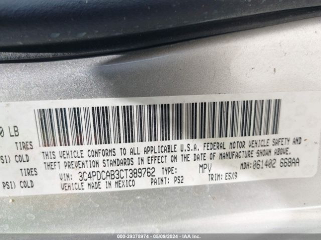 Photo 8 VIN: 3C4PDCAB3CT389762 - DODGE JOURNEY 