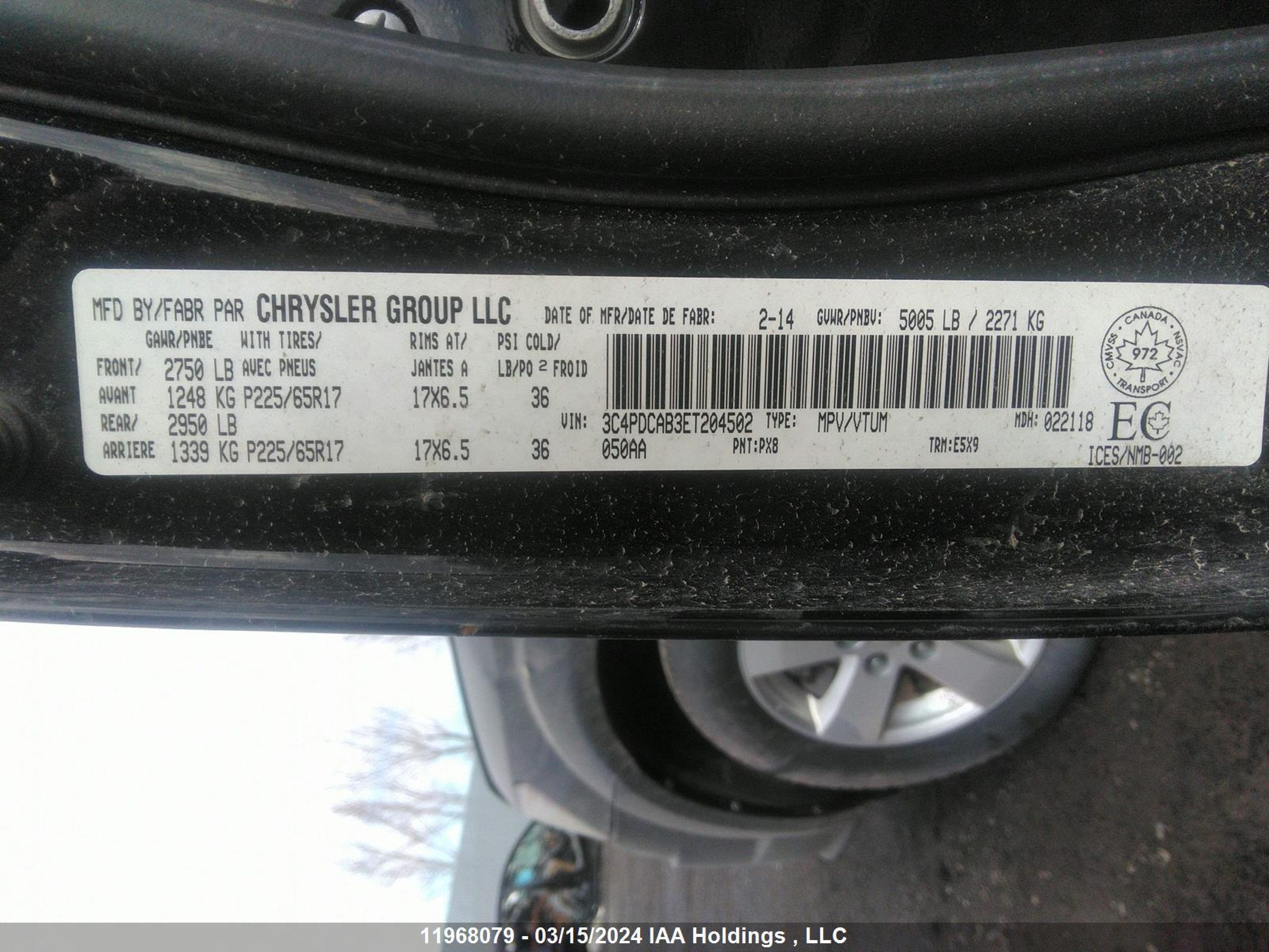 Photo 8 VIN: 3C4PDCAB3ET204502 - DODGE JOURNEY 