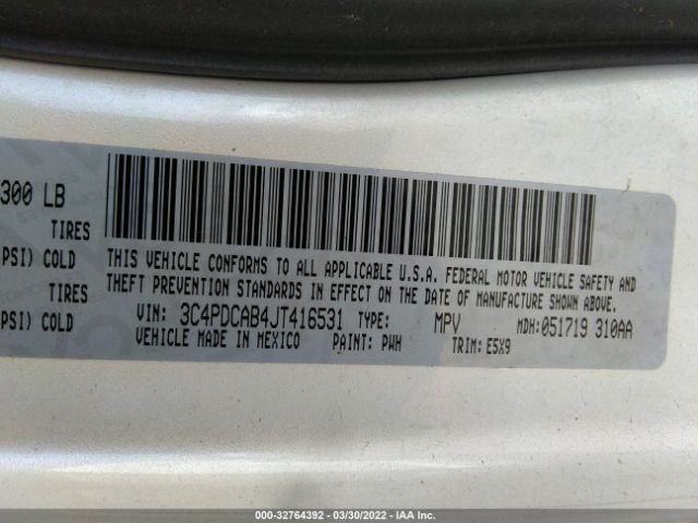 Photo 8 VIN: 3C4PDCAB4JT416531 - DODGE JOURNEY 