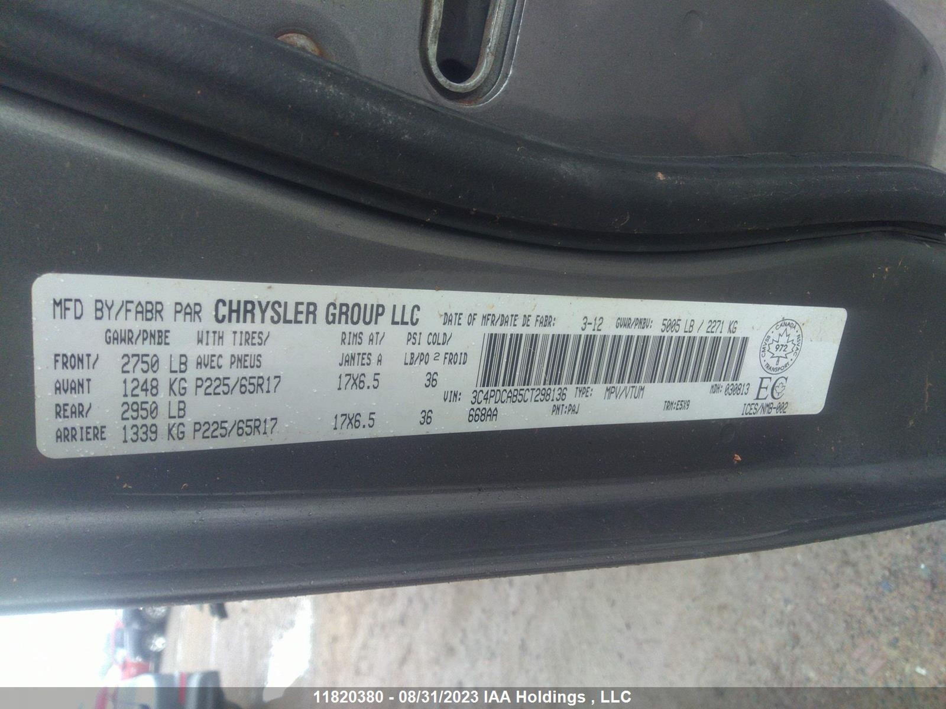 Photo 8 VIN: 3C4PDCAB5CT298136 - DODGE JOURNEY 