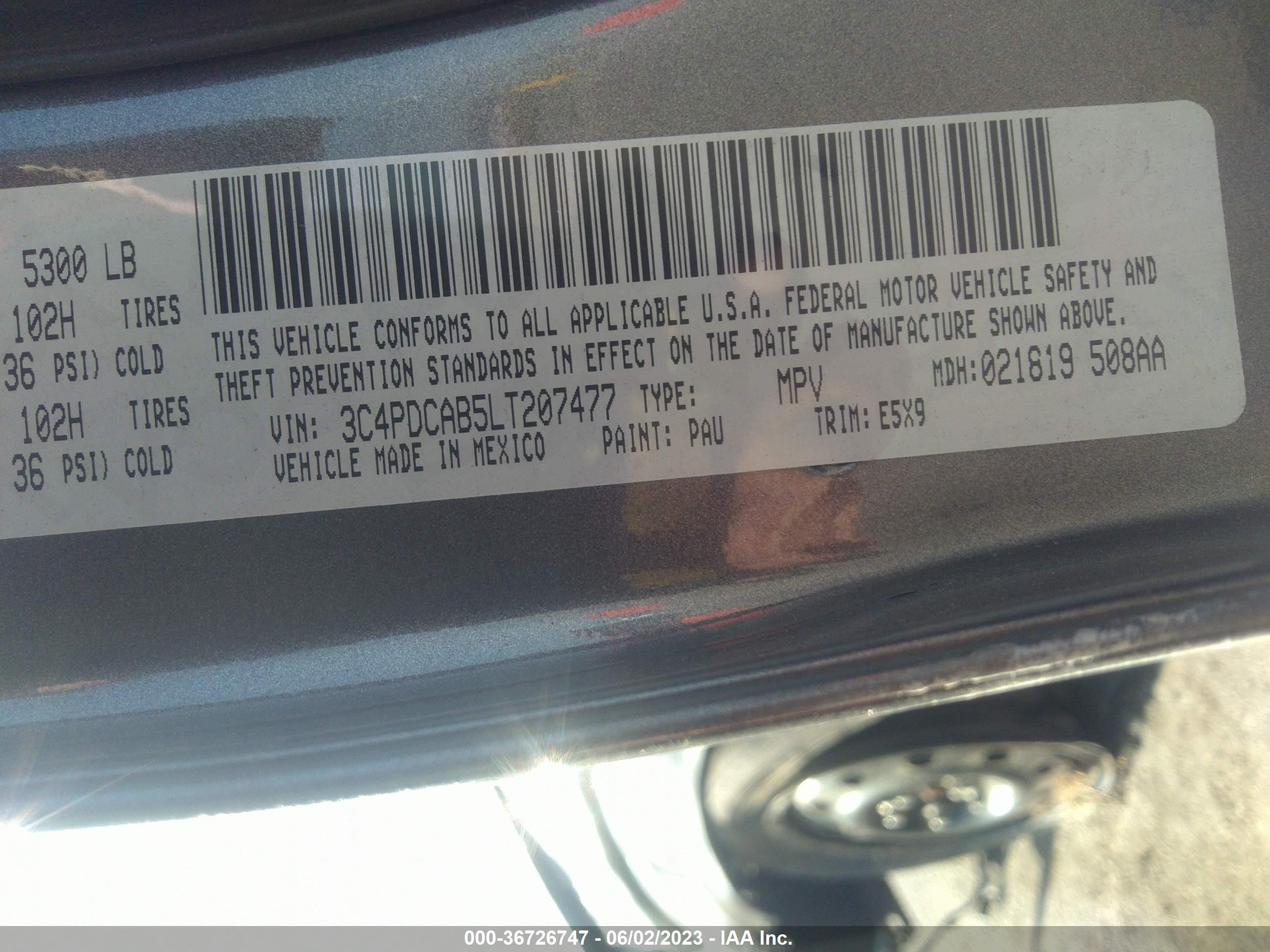 Photo 8 VIN: 3C4PDCAB5LT207477 - DODGE JOURNEY 