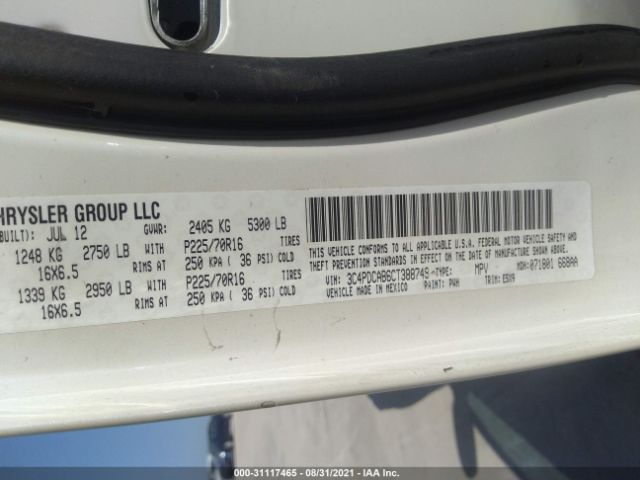 Photo 8 VIN: 3C4PDCAB6CT388749 - DODGE JOURNEY 