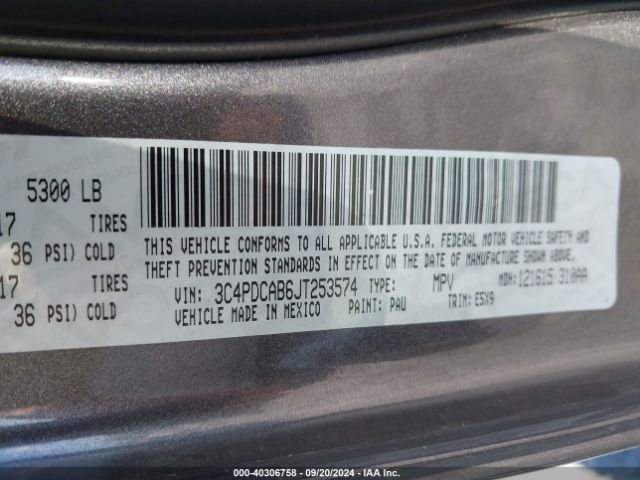 Photo 8 VIN: 3C4PDCAB6JT253574 - DODGE JOURNEY 