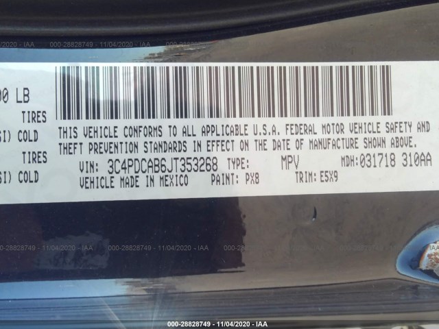 Photo 8 VIN: 3C4PDCAB6JT353268 - DODGE JOURNEY 