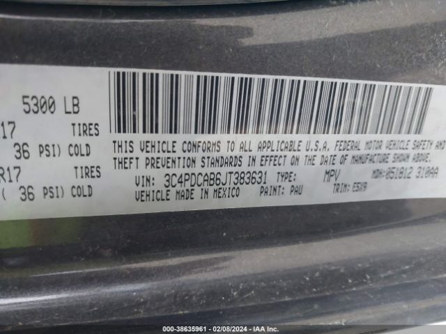 Photo 8 VIN: 3C4PDCAB6JT383631 - DODGE JOURNEY 