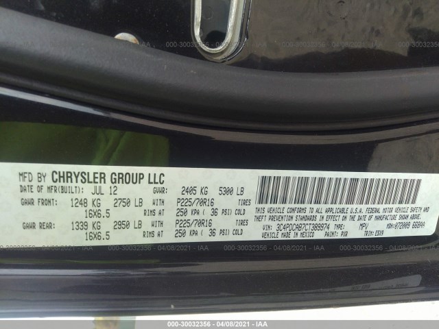 Photo 8 VIN: 3C4PDCAB7CT389974 - DODGE JOURNEY 