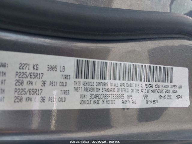 Photo 8 VIN: 3C4PDCAB9FT638005 - DODGE JOURNEY 