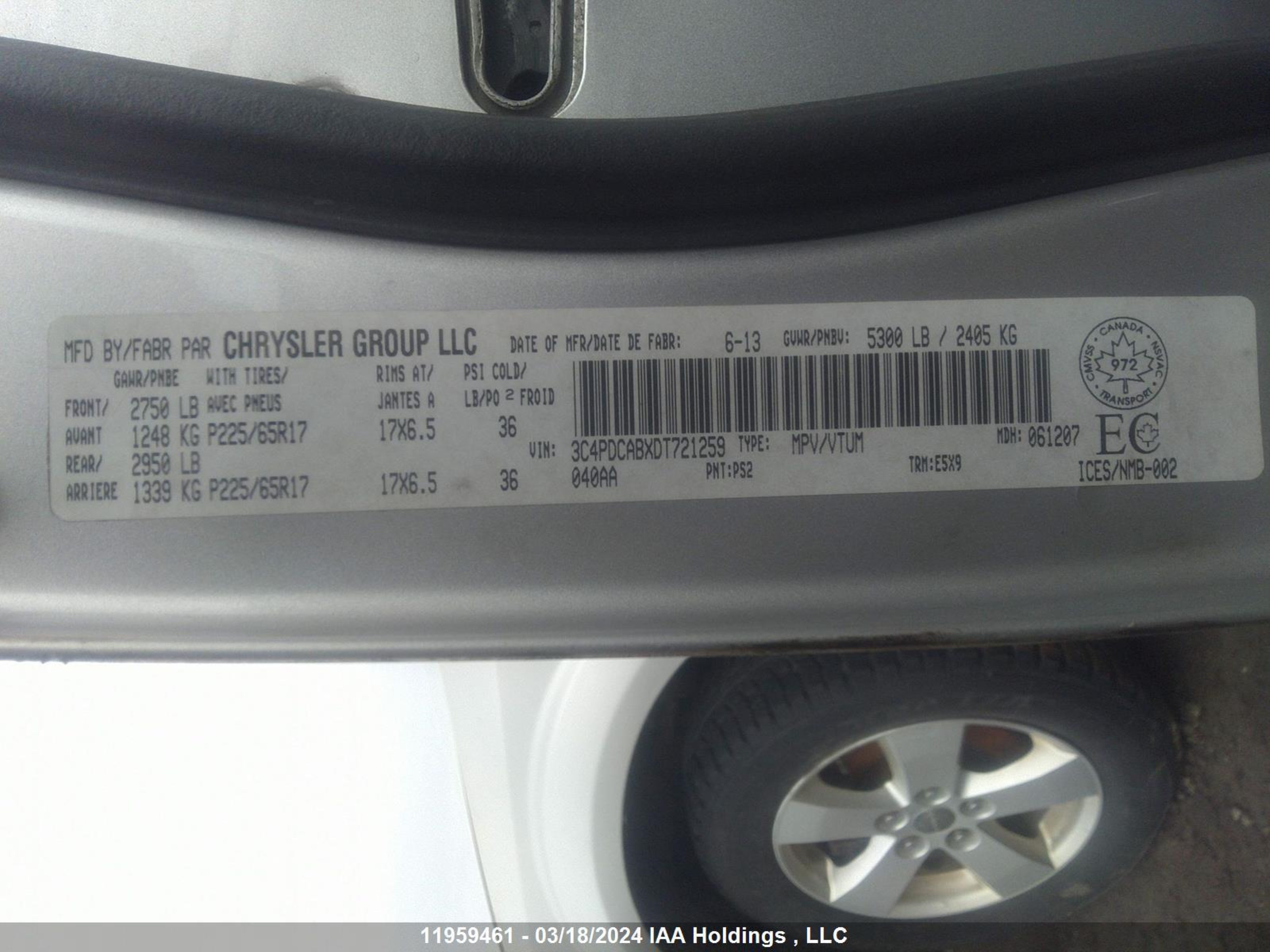 Photo 8 VIN: 3C4PDCABXDT721259 - DODGE JOURNEY 