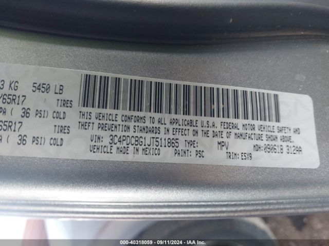 Photo 8 VIN: 3C4PDCBG1JT511865 - DODGE JOURNEY 